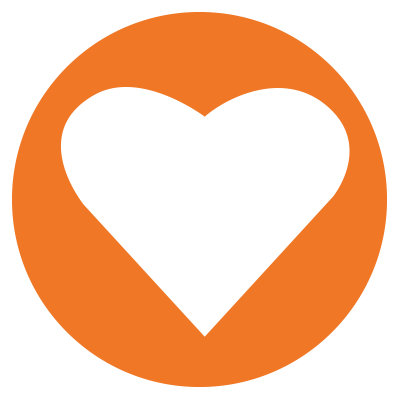 Orange circle with heart